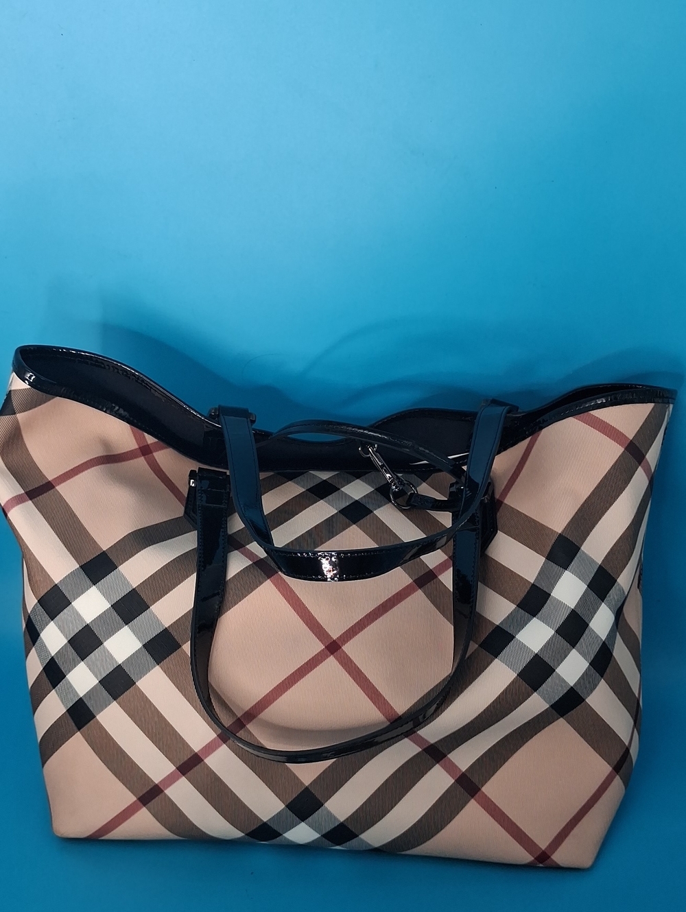 Burberry Classic Plaid Tote Bag in Beige and Black